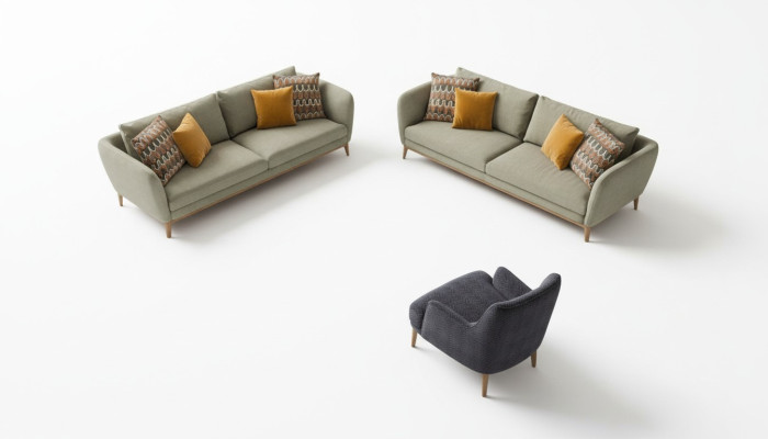 Grün Sofa Moderne Sofagarnitur Wohnzimmer Dreisitzer Sessel Zweisitzer 3+2+1