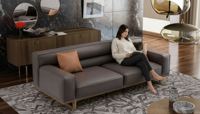 Grauer Dreisitzer Moderne Luxus Couch Wohnzimmermöbel Wohnzimmer Sofa