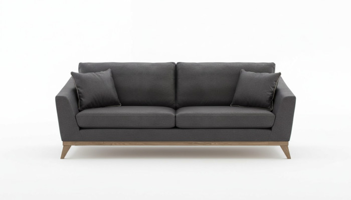 Grauer Kunstleder Dreisitzer Wohnzimmersofa Moderne Couch Stil Möbel