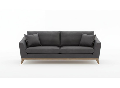 Grauer Kunstleder Dreisitzer Wohnzimmersofa Moderne Couch Stil Möbel