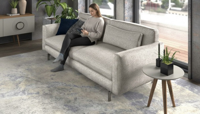 Graues Sofa Sofakollektion Sitzmöbel Set Wohnzimmermöbel Couch Textil