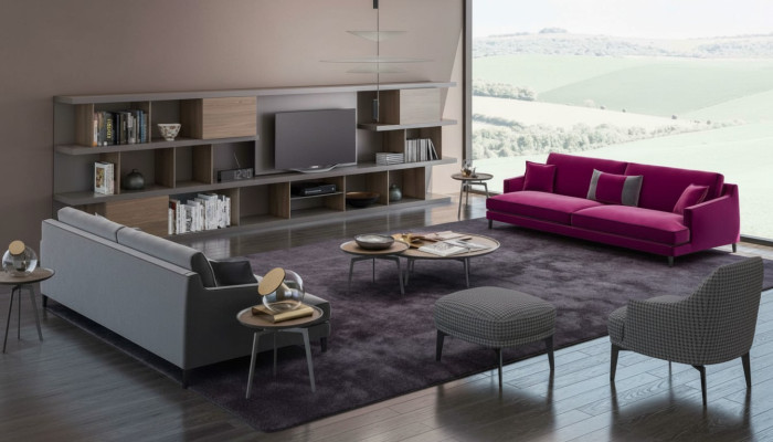 Große Graue Wohnzimmer Sofagarnitur Luxus 3+2+1 Sitzer Hocker 4tlg Neu