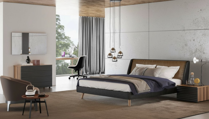 Schminktisch Natural Walnut - Matt juta Spiegel Schlafzimmer Modern