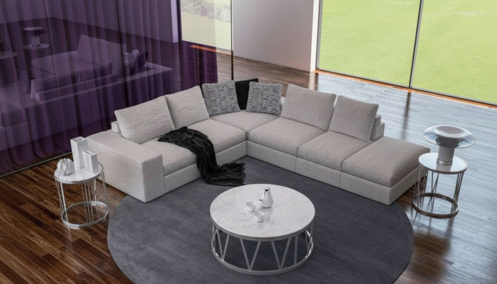 Weißes Ecksofa Polster Eckgarnitur Luxus L-Form Sofas Modern Design