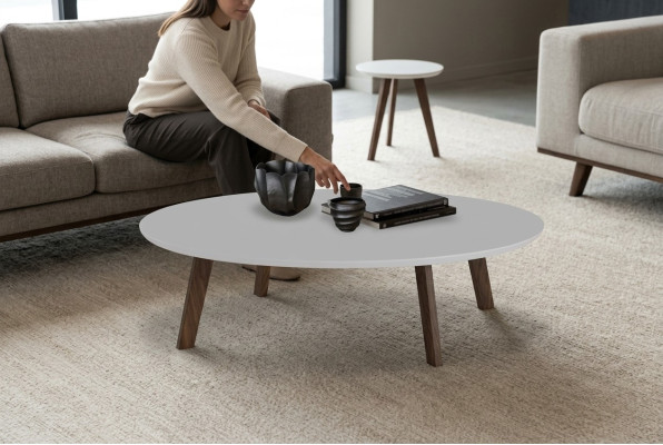 Kleine Runde Couchtische Set Wohnzimmermöbel Echtholz Tische Luxus Neu