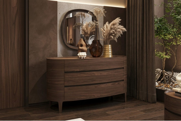 Braune Designer-Kommode im modernen Stil mit Stauraum Schlafzimmermöbel