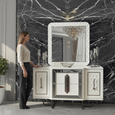 Sideboard Weiße Kommode Konsolen Tisch Spiegel 2tlg. Kommoden Sideboards