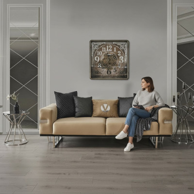Luxus Couch mit Edelstahl Füßen Sitz Polster Designer Couchen Möbel 230cm