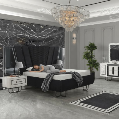 Schlafzimmer Bett 2x Nachttische + Kommode Set Komplettes Design Möbel 4tlg