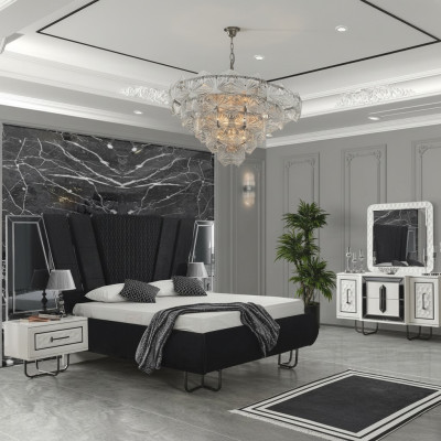 Schlafzimmer Bett 2x Nachttische + Kommode Set Komplettes Design Möbel 4tlg