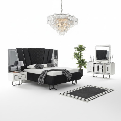 Schlafzimmer Bett 2x Nachttische + Kommode Set Komplettes Design Möbel 4tlg
