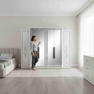 Kleiderschrank Schrank Luxus Holz Schränke Design Möbel Schlafzimmer Weiß Neu
