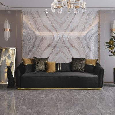 Goldene Stoff 3-Sitzer Textilsofa braun Couch Polstersofas Sofas Möbel