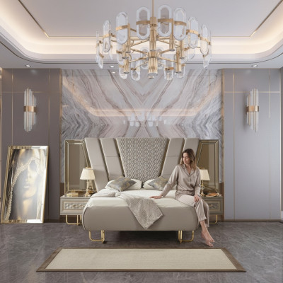 Luxus Schlafzimmer Nachttisch Betten Bett 3tlg. Komplett Set Design Einrichtung