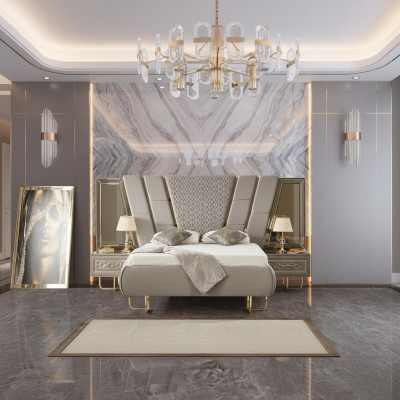 Luxus Schlafzimmer Nachttisch Betten Bett 3tlg. Komplett Set Design Einrichtung