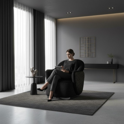 Sessel 1-Sitzer schwarz Luxus Design Wohnzimmer modern elegant Bezugsstoff neu