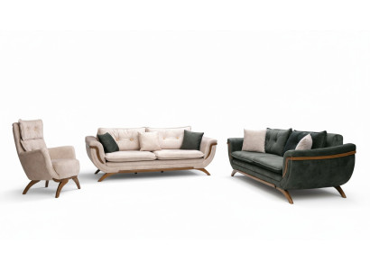 Dreisitzer Wohnzimmer Set 3+3+1 Couchgarnitur Sitzpolster Stoffsofa Couch Sofa