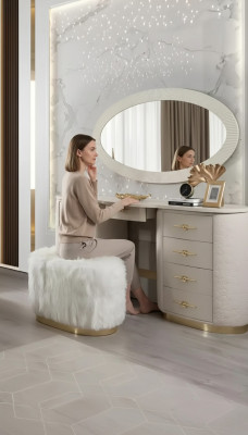 Schminktisch Set Konsole Spiegel Schlafzimmer Möbel Design Hocker Set Neu