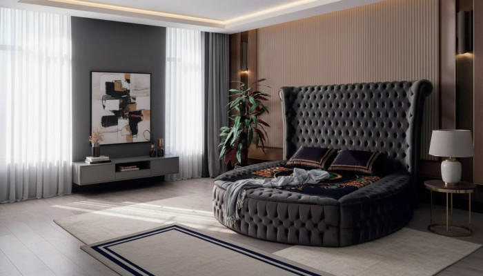 Bett Chesterfield Polsterbett Luxus Schlafzimmer Design Betten Textil Samt Neu