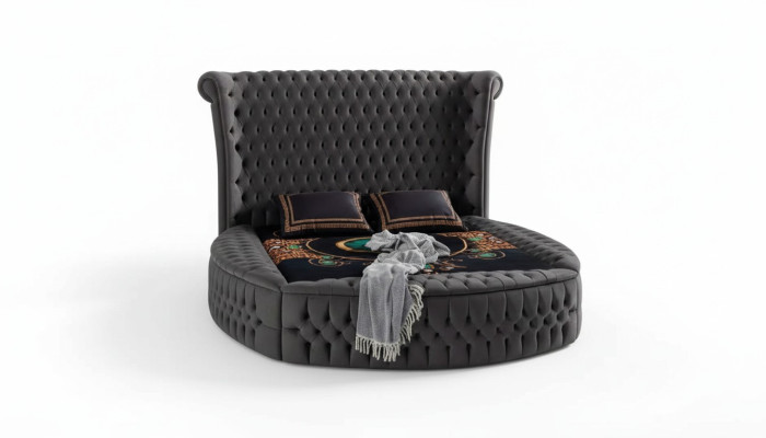 Bett Chesterfield Polsterbett Luxus Schlafzimmer Design Betten Textil Samt Neu