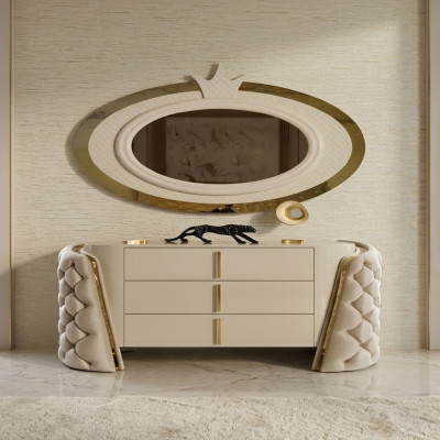 Schminktisch Spiegel Luxus Konsole Kommode Schlafzimmer Holz Modern Design