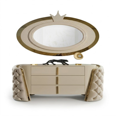 Schminktisch Spiegel Luxus Konsole Kommode Schlafzimmer Holz Modern Design