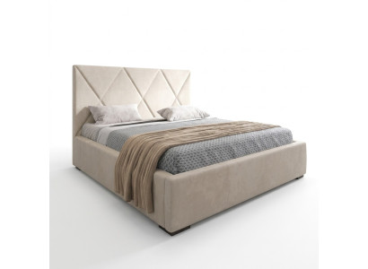 Bett Beige Doppelbett Stil Elegantes Bett Polster Stoff Schlafzimmer Modern Neu