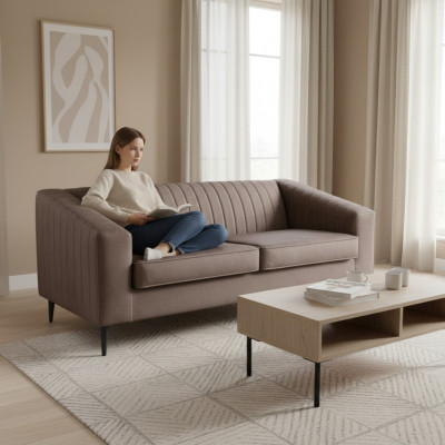Sofa 2 Sitzer Braun Sofas Sitz Wohnzimmer Modern Design Polster Stoff Elegantes