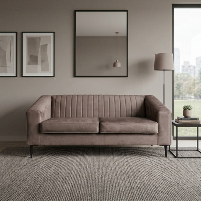Sofa 2 Sitzer Braun Sofas Sitz Wohnzimmer Modern Design Polster Stoff Elegantes