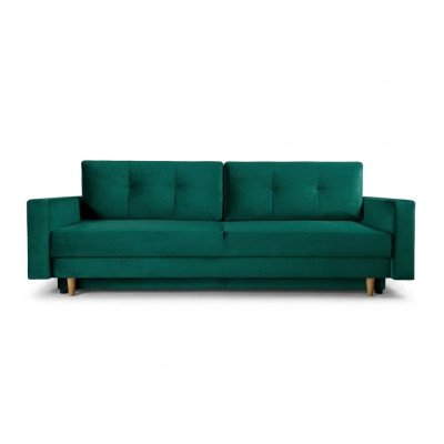 Funktionelles und mega komfortables 3-Sitzer-Schlafsofa in luxuriösem Grün