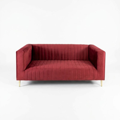 Sofa 2 Sitzer Rosa Wohnzimmer Modern Design Luxus Holz Möbel Polster Stoff Neu