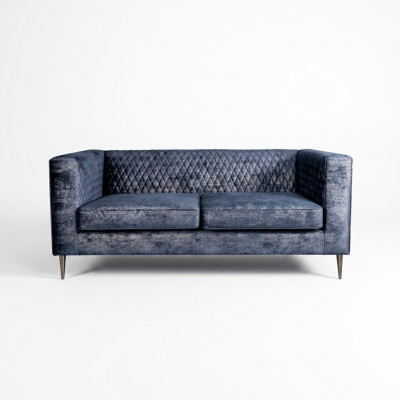 Sofa 2 Sitzer Blau Elegantes Modern Luxus Design Holz Möbel Polster Stoff Neu