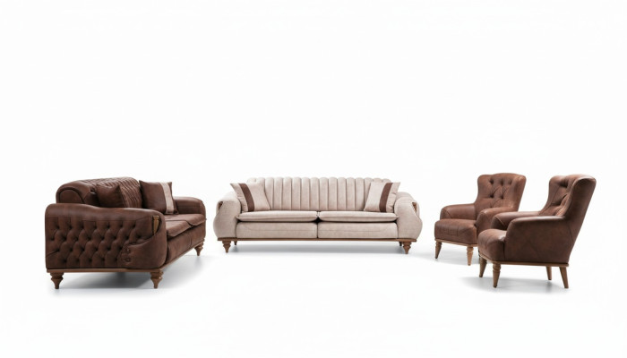 Chesterfield Sofagarnitur Couch Sitzpolster Sofa Couchen Möbel Stoff Textil