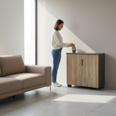 Luxus Braunes Sideboard Büromöbel Holz Designer Einrichtung Kommode