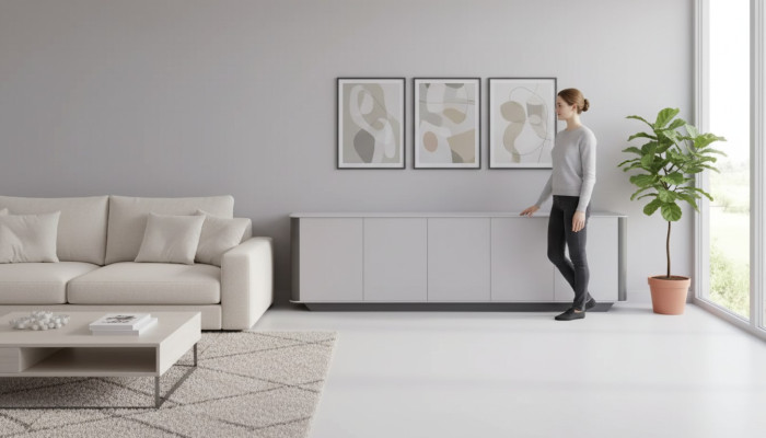 Sideboard Dokumenten Modern Kommode Schrank Holz Büroschrank Grau
