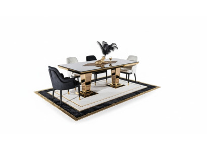Tisch Esstisch Holz Esszimmer Garnitur 4x Stuhl Set Stühle schwarz Gruppe