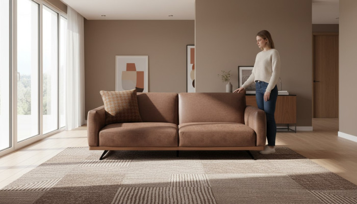 Modernes Ledersofa Sofa 3 Sitzer Design Couch Wohnlandschaft braun