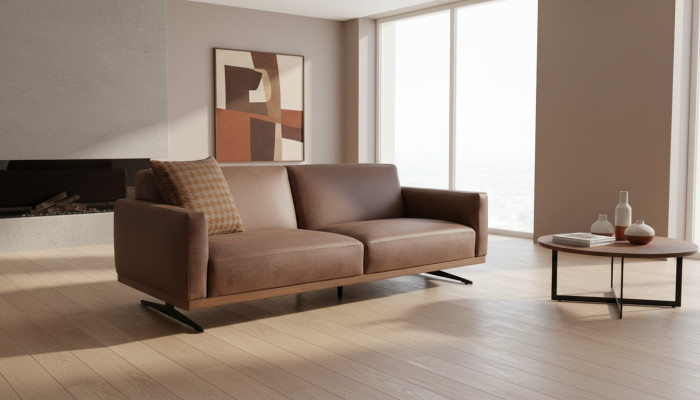 Modernes Ledersofa Sofa 3 Sitzer Design Couch Wohnlandschaft braun