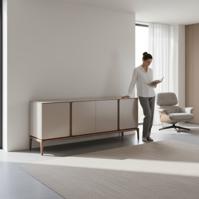 Wohnzimmer Anrichte Holz beige Stil Modern Sideboard Schrank xxl