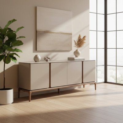 Wohnzimmer Anrichte Holz beige Stil Modern Sideboard Schrank xxl