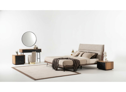 Komplettes Schlafzimmer Set Bett Schminktisch Spiegel Hocker 6tlg.