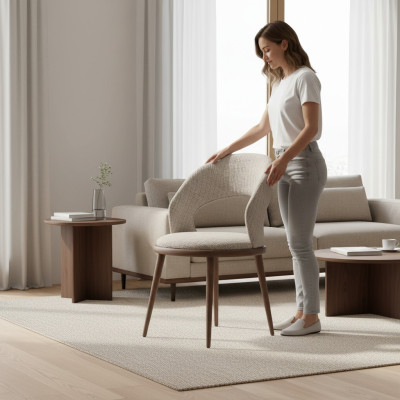 Esszimmer Stühl Holz Textil Luxus Polster Möbel Stil Modern grau