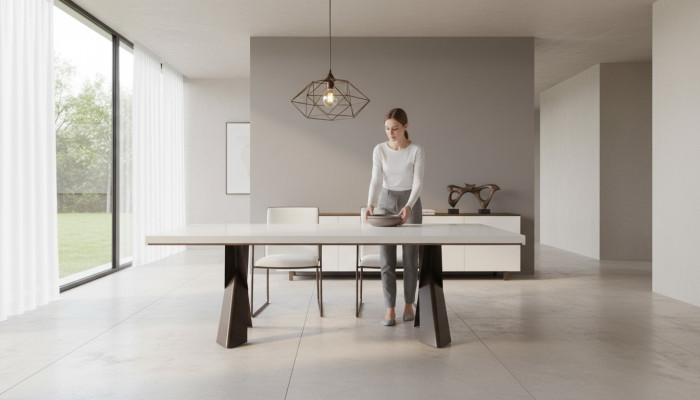 Esszimmer Esstisch Tisch Metall Stil Modern Design Möbel Luxus neu Weiß