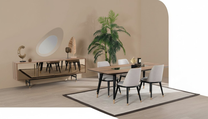 Wohnzimmer Spiegel Anrichte Schrank Edle Design Holz 2tlg. neu Luxus