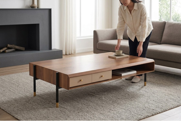 Couchtisch Wohnzimmer Holz Luxus Design Holztische Neu braun Kaffeetisch