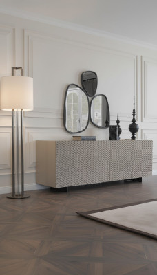 Wohnzimmer Spiegel Anrichte Schrank Edle Design Luxus 2tlg. neu Beige