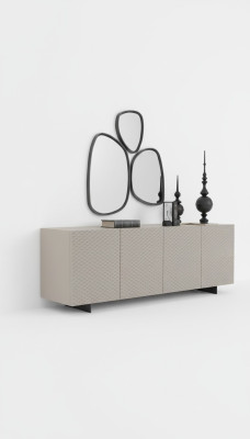 Wohnzimmer Spiegel Anrichte Schrank Edle Design Luxus 2tlg. neu Beige