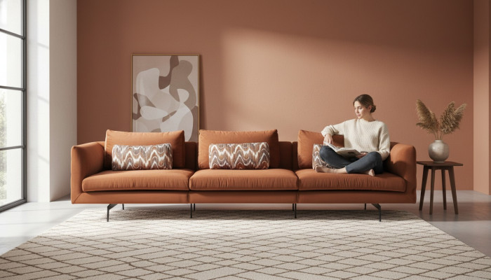 Wohnzimmer Sofa 4 Sitzer Couch Sitz Polster Couchen Design braun