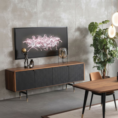 Wohnzimmer Anrichte braune Luxus Stil moderner Holz Sideboard Loft 228cm
