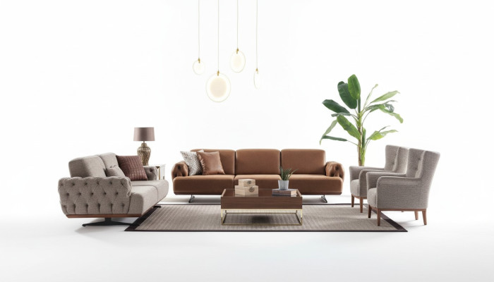 Sofagarnitur 4tlg. Set Couch Sofa Möbel Garnitur Design Chesterfield